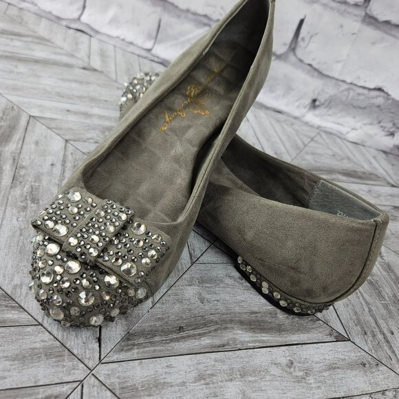 JOAN BOYCE Sparkle Ballet Flats Womens 7 Fairy Shoes Bow Bling Gently Used NICE - Picture 1 of 14